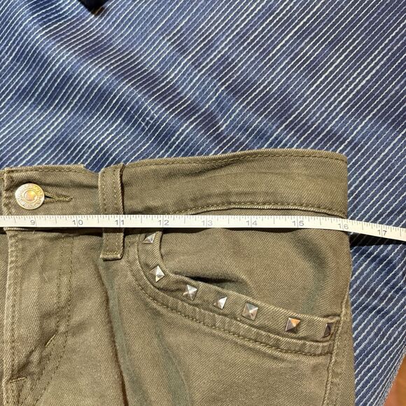 Levi's 524 Skinny Jeans Womens 29 Studded Green Superlow Y2K Grunge Boho Vintage - Picture 14 of 16